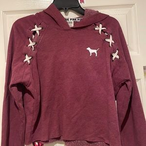 VS Pink Maroon crop hoodie